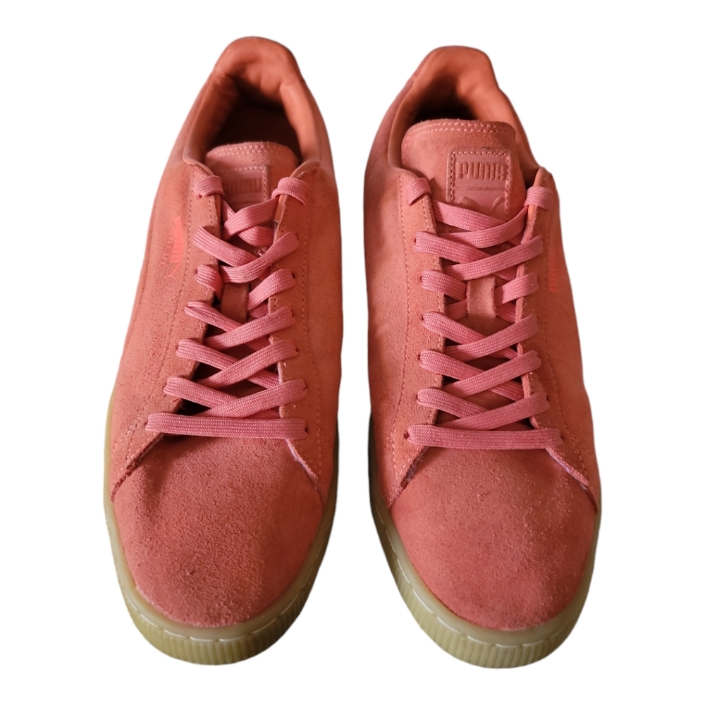 Puma sneakers suede lace up low top light orange men's 12 crepe sole classic
